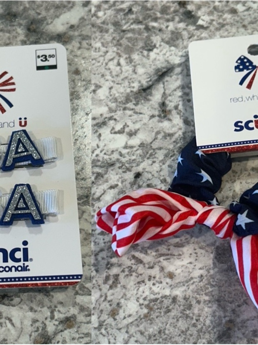 scunci Red, White & Blue Patriotic Hair Clips and Scrunchie Set